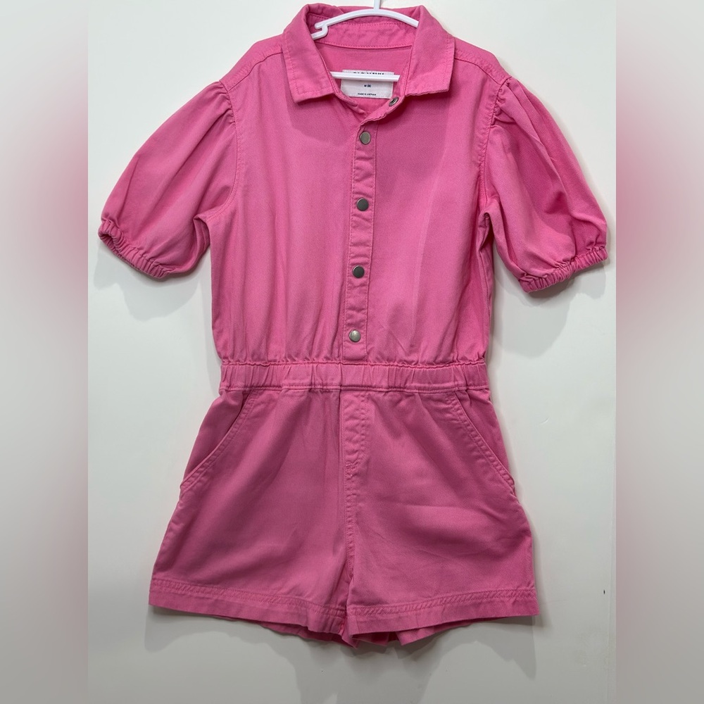 Old Navy Pink Cinched Waist Utility Romper Youth Girls Size 8